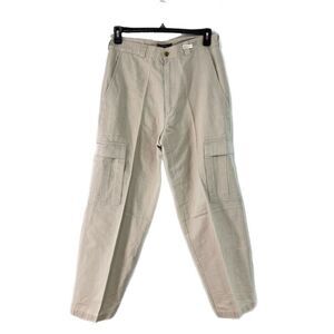 VTG Bugle Boy Baggy Cargo Pants 90s Wide Leg Skater Y2K Mens 34x30 Light Beige
